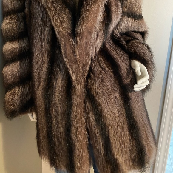 Vintage raccoon fur stroller coat